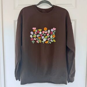 Brown Sweatshirt with Taylor Swift The Eras Tour Piano Floral Design